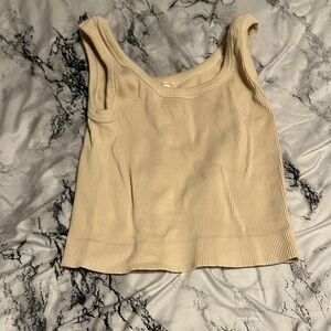 Women's Cream Ribbed Tank Top
